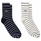 Carape za tenis Lacoste Short Striped Cotton Socks 2P - navy blue/white