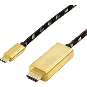 ROLINE Roline USB-C® / HDMI adapterski kabel USB-C® vtič\, HDMI-A vtič 1.00 m črna/zlata 11.04.5844 USB-C®-Display kabel, (20417803)