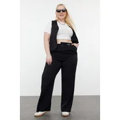 Trendyol Curve Black Wide Leg Labeled Plus Size Woven Trousers