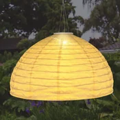 Globo LED solarna viseča svetilka 33982, bela, lan, plastika - Tkanine/tekstil