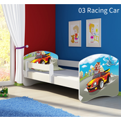 Dječji krevet ACMA s motivom, bočna bijela 140x70 cm - 03 Racing Car