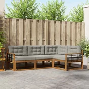 Set vanjskih sofa 4 kom. Prirodna i svijetlo siva