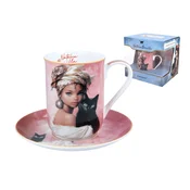 Carmani, porcelanasta skodelica 370 ml s krožnikom - natalia bonilla/Nelijeve mačje zgodbe