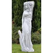 Casa Padrino Art Nouveau Garden Decoration Sculpture Lady Gray 40 x 40 x H. 140 cm - Elegant Garden Decoration Stone Figure - Baroque & Art Nouveau Garden Decoration Accessories