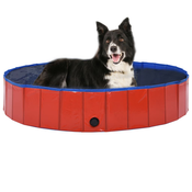Greatstore Zložljiv bazen za pse rdeč 160x30 cm PVC