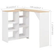 Vidaxl Barska miza s premično polico bela 138x39x110 cm