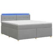 vidaXL Postelja boxspring z vzmetnico Svetlo siva 140 x 200 cm Blago