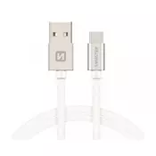 Swissten USB - USB-C kabel, srebrni/bijeli, 2m