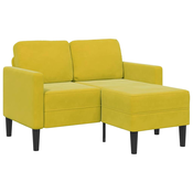 vidaXL vidaXL 2-sedežni kavč z ležiščem v obliki črke L rumena 125 cm žamet, (21749681)
