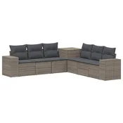 Set sofe 7 pcs Siva i tamno siva Poli Rattan i čelik