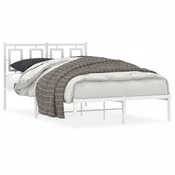 shumee vidaXL Kovinski posteljni okvir z vzglavjem bel 120x190 cm