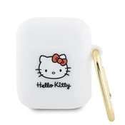 HELLO KITTY Silikonski ovitek za AirPods 1 Hello Kitty 3D muckina glava bele barve