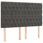 Vidaxl Vzglavje postelje temno sivo 160x7x118/128 cm žamet