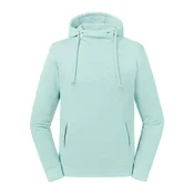 Niebieska bluza unisex Pure Organic High Collar Hooded Sweat Russell