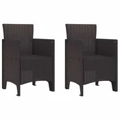 Vidaxl Vrtni Stol z blazino 2 szt. Rjava 53 x 49 x 85 cm Polipropilen