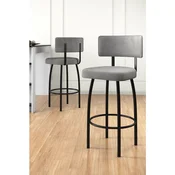 Hanah Home set od 6 barskih stolica Wosa, siva tkanina Babyface, crne metalne noge