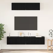 Set TV komoda Zidne 4 pcs Crni hrast Konstruirano drvo