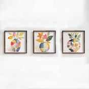 WallXpert set uramljenih MDF slika DOS085-33, šarene vaze sa cvecem i listovima u akvarelnom stilu, 3 x 34 x 34 cm