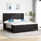 vidaXL LED Box Spring Postelja z vzmetnico Črna 200 x 200 cm Žamet