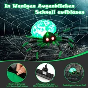 Northix Napihljiv Halloween pajek s pajkovo mrežo z vrtljivo LED lučko