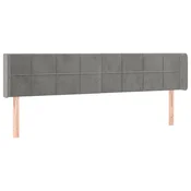Vidaxl Vzglavje z ušesi svetlo sivo 183x16x78/88 cm žamet
