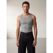 ARMIE Majica The Peter Muscle-Fit Ribbed Tanktop - Light Grey Melange svetlo siva