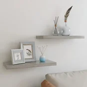 Plutajuce zidne police 2 kom boja betona 60 x 23,5 x 3,8 cm MDF