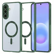 Ovitek Techsuit Luxury Crystal MagSafe za Samsung Galaxy A57 - temno zelen