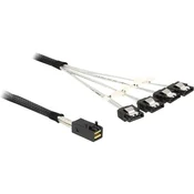 Delock Priključni kabel za trdi disk [1x mini SAS vtič (SFF-8087) - 4x SATA vtič 7 pinski] 0.50 m črne barve Delock