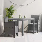 vidaXL vidaXL Set 3 kosov vrtne jedilnice z blazinami svetlo siva poliratan, (22089762)