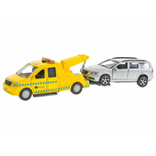 Kids Globe Avtovleka s prikolico, 14 cm s svetlobo in zvokom + Volvo V70, 13 cm