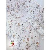 Bubamara037 Set posteljine za krevetac sa ravnom ogradicom Cirkus, Beli