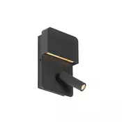 Stenska svetilka črna z LED s priključkom USB in bralno svetilko s stikalom - Robin