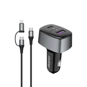 DUDAO Avtomobilski polnilnik + kabel 83W R7XS črne barve