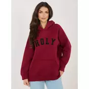 Bordo prevelik pulover z napisom