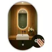 shumee Ovalno LED ogledalo 50x120 z dotikalnim stikalom, vodoodporno IP65 LUNA