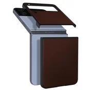 AVIZAR Usnjena torbica za Samsung Galaxy Z Flip 4, izjemno tanka odporna zašcita s trdimi robovi - rjava, (20640316)