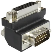Adapter, 24+5-polni ženski konektor DVI na 15-polni moški konektor VGA, 90° kot