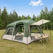 vidaXL Takojšnji šotor Zelena 8 oseb 185T poliester s PU premazom