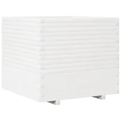 Vidaxl Vrtno cvetlično korito belo 80x80x72 cm trdna borovina