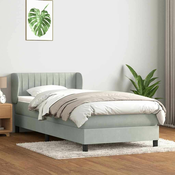 vidaXL vidaXL Box spring postelja z vzmetnico Svetlo siva 80x210 cm žamet, (21791271)