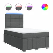 Vidaxl Box spring postelja z vzmetnico temno siva 120x190 cm blago