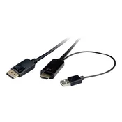 ROLINE Roline HDMI / DisplayPort / USB priključni kabel DisplayPort vtič\, HDMI-A vtič\, USB-A vtič 1.00 m črna 11.04.5991 zaščiten HDMI kabel, (20418318)