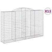 Vidaxl Obokana gabionska košara 13kosi 300x50x180/200cm cinkano železo