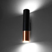 SOLLUX LIGHTING Stenska svetilka Thalassa, črna/bakrena, 29 cm, 2-žarilna, GU10 - Dnevna soba/jedilnica - Sodobni - črna, bakrena - Kovina