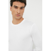Majica dugih rukava Emporio Armani za muškarce, boja: bijela, jednobojni model