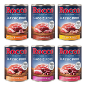 Rocco Classic Pork 6 x 400g Miks: govedina/jagnjetina, piščanec/puran, piščanec/teletina, govedina/perutninska srca, piščanec/losos, govedina/piščanec