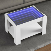 Stolic za kavu s LED bijeli 73x53x45 cm od konstruiranog drva