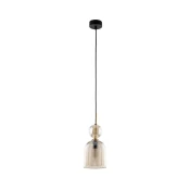 Luster na sajli SOPHIA 1xE14/10W/230V crna/zadimljeno bež