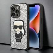 Karl Lagerfeld Ovitek Karl Lagerfeld Iconic Karl - silver glitter flakes za iPhone 14 Pro Max (KLHCP14XGFKPG)